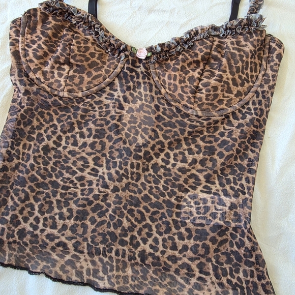 Edikted Y2K Sheer Leopard Print Mesh Corset-Style Cami Top - Picture 7 of 10